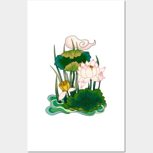 Minhwa: Cloud on the Lotus Pink (Korean traditional/folk art) Posters and Art